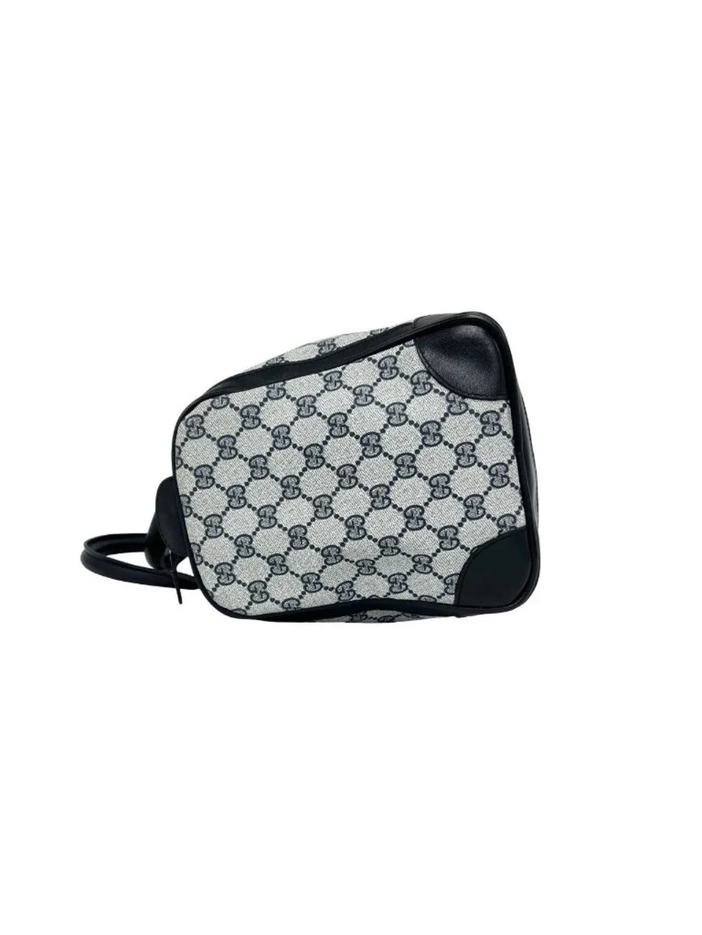 Gucci Vintage Sherry Line GG Pattern Leather Mini Boston Bag Navy